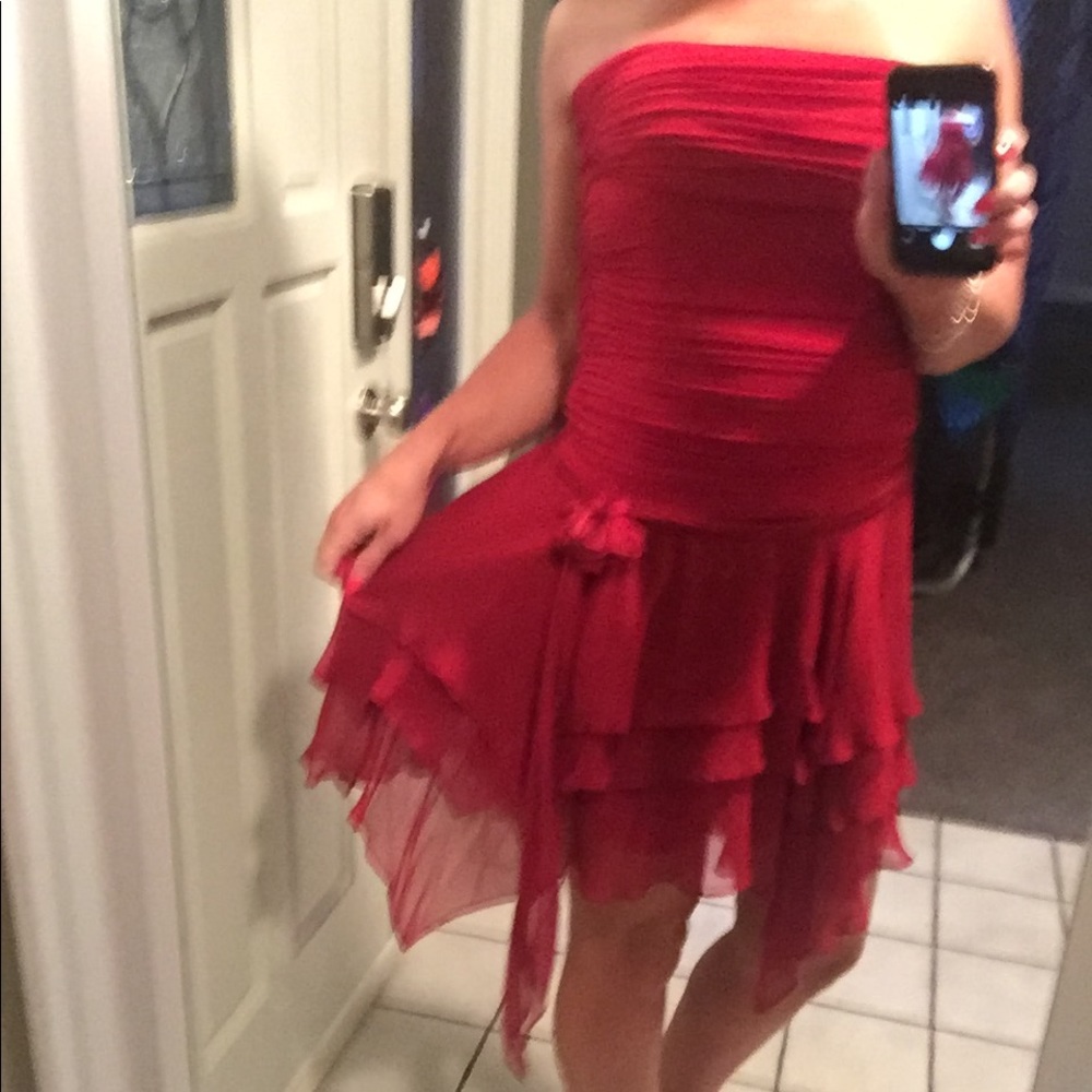 BCBG Red strapless dress.  New Years Eve.